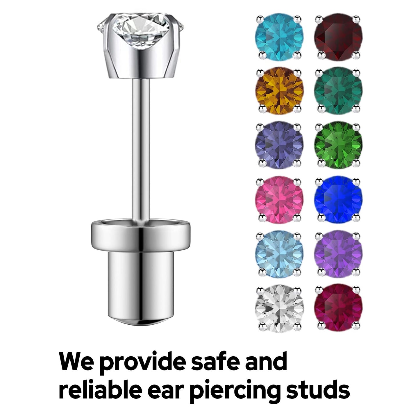 SugarTang Ear Piercing Kit, Disposable Ear Piercing Gun Kit, 316L Surgical Stainless Steel 4mm Prong Set Cubic Zirconia Stud, At Home Self Ear Piercer Beauty and Personal Care SugarTang