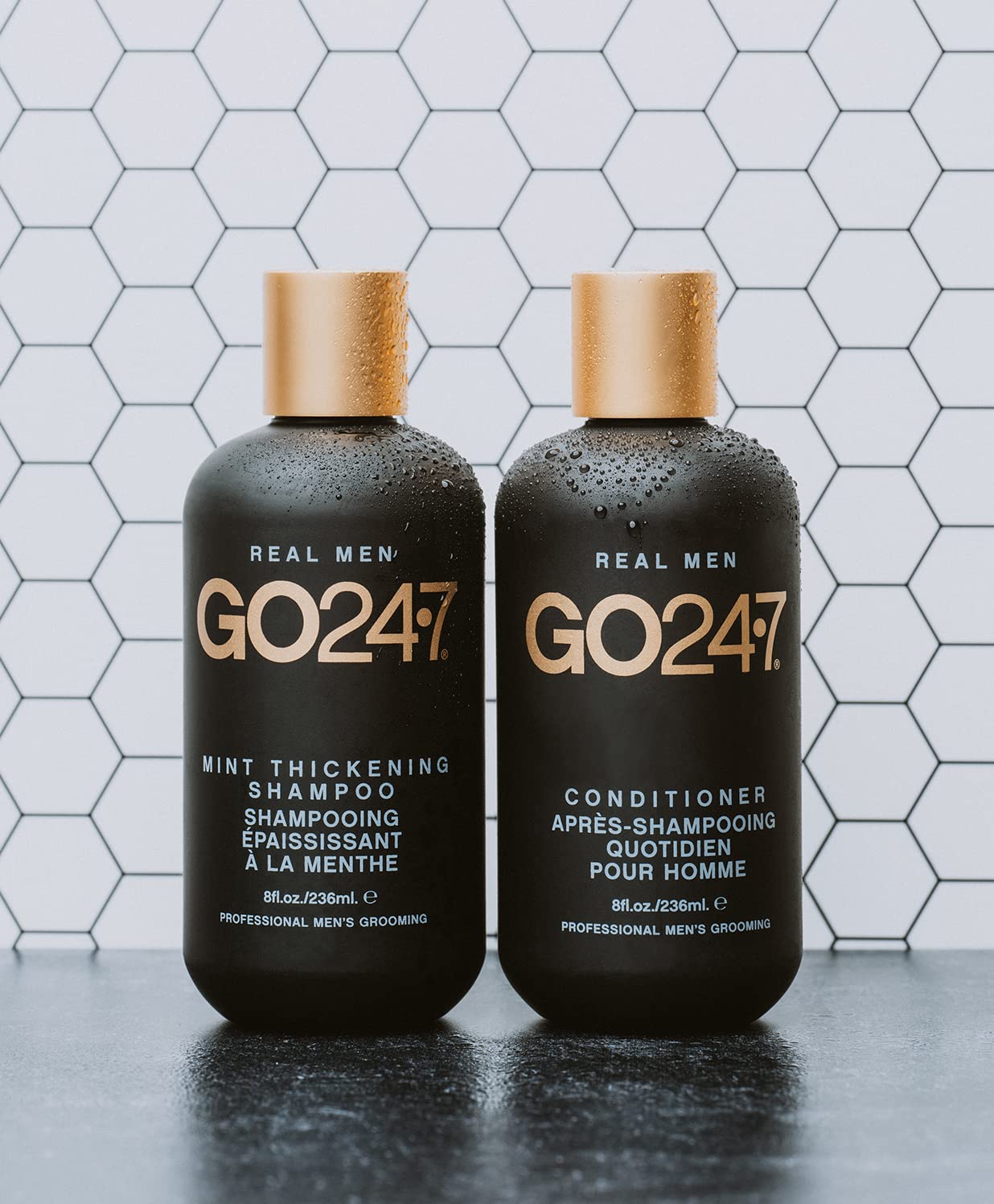 GO247 Mint Thickening Shampoo - Invigorating Daily Cleanser for Thinning Hair - Stimulates Scalp with Peppermint Oil - Boosts Volume & Thickness