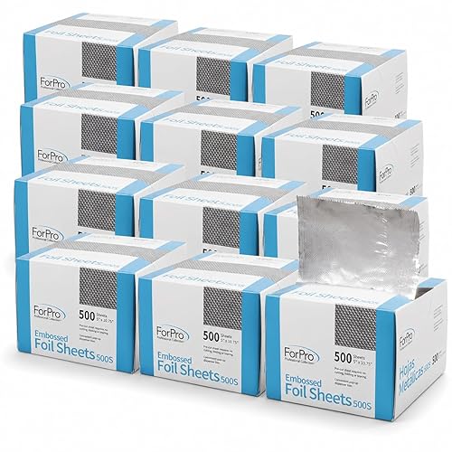 ForPro Professional Embossed Pop-Up Hair Foil Sheets for Salon Hair Color & Highlights, Pre-Cut Aluminum Foils, Non-Slip Embossed Texture, 5" W x