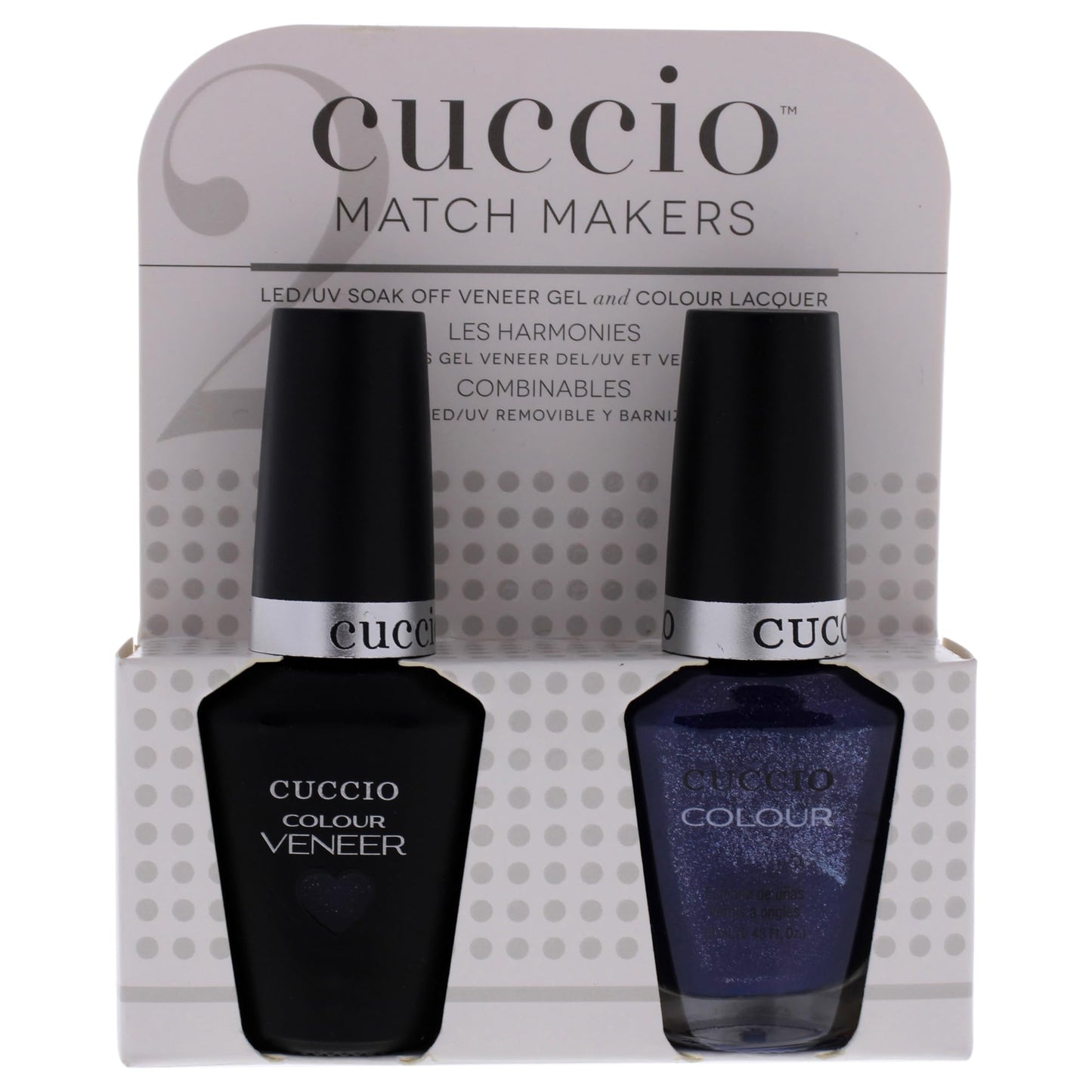 Cuccio Colour Match Makers Set - Purple Rain In Spain for Women - 2 Pc 0.44oz Veneer Soak Of Gel Nail Polish, 0.43oz Colour Nail Polish