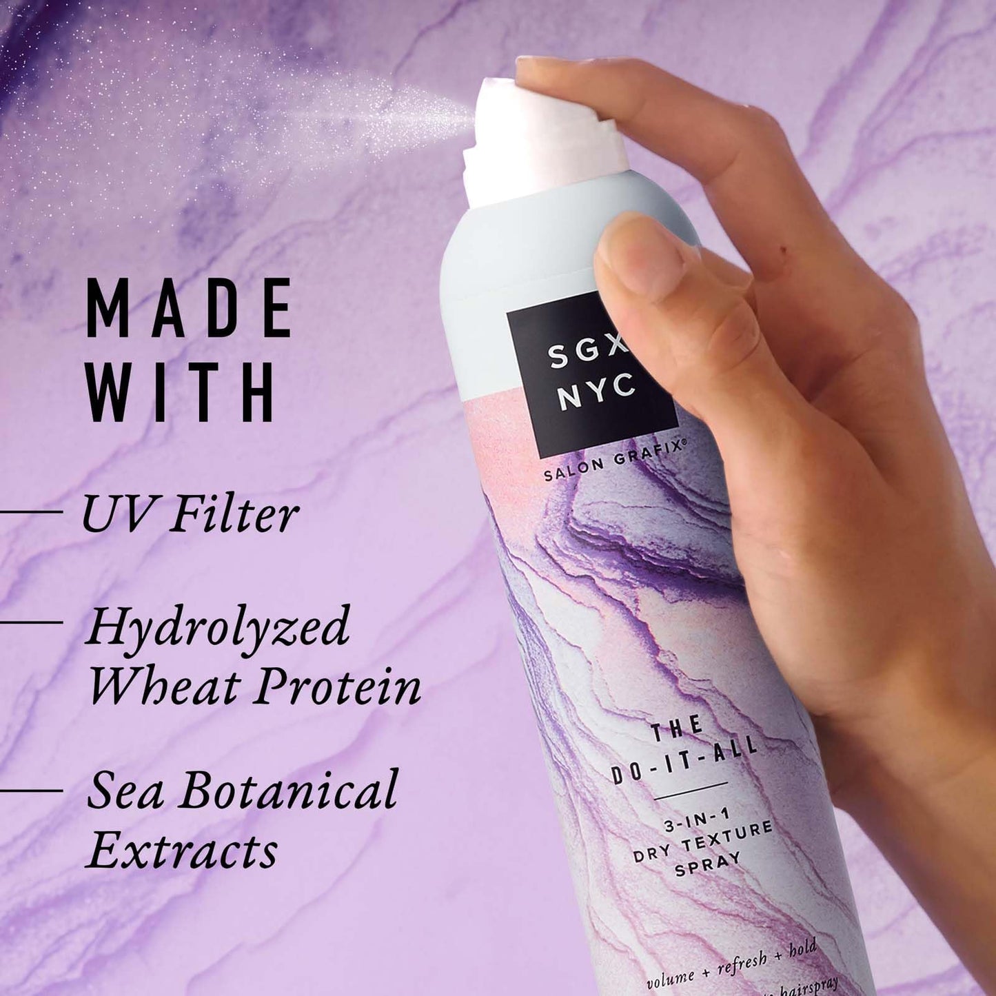 SGX NYC Dry Texture Spray | 3-in-1 Dry Shampoo & Hairspray | Refreshes Hair, Adds Texture, UV Protection | Vegan, Paraben-Free, 6.5 oz