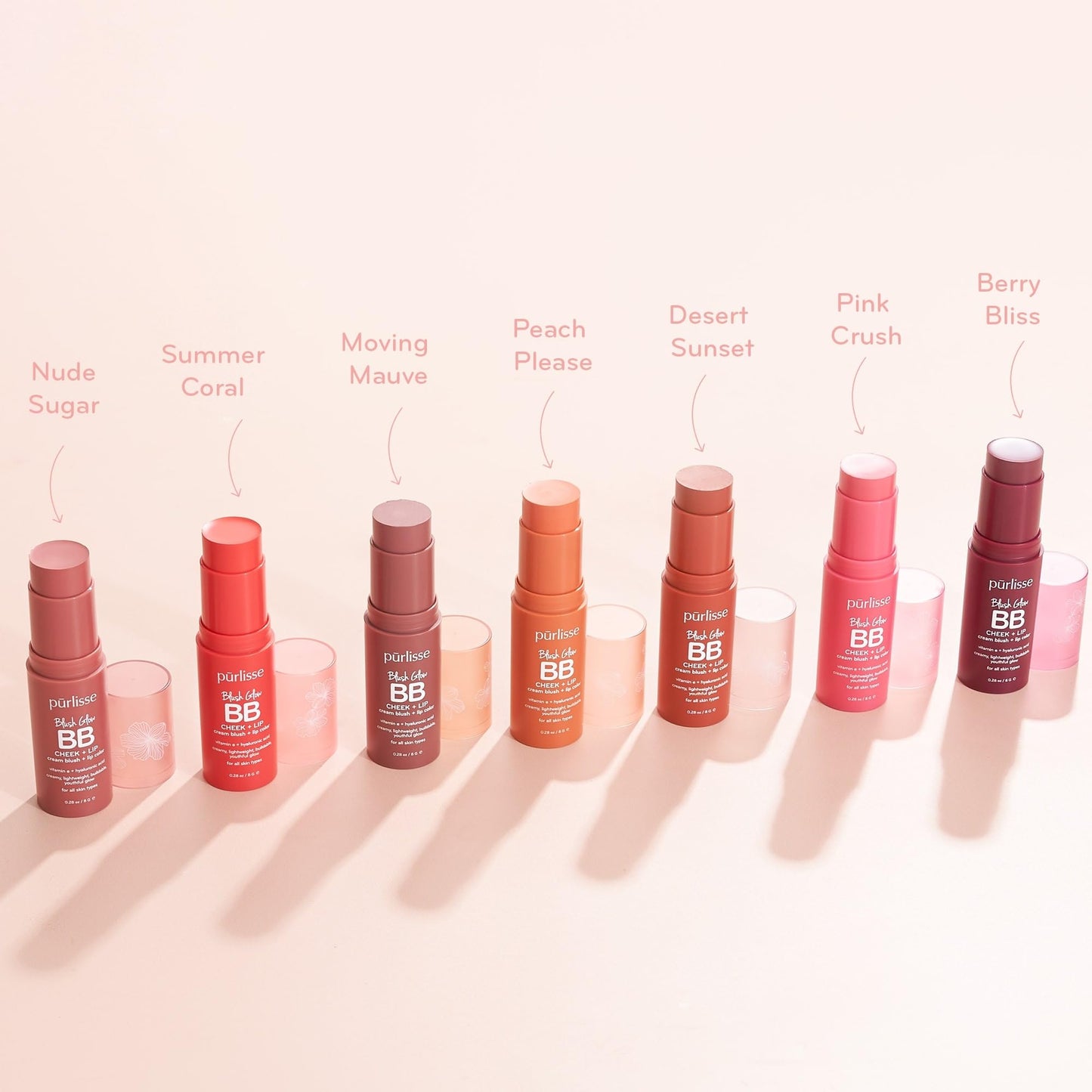 p?rlisse Blush Glow BB Lip and Cheek Tint - Hydrating & Buildable 2-in-1 Cream Blush Stick for Cheeks & Lips - Formulated with Nourishing Vitamin E