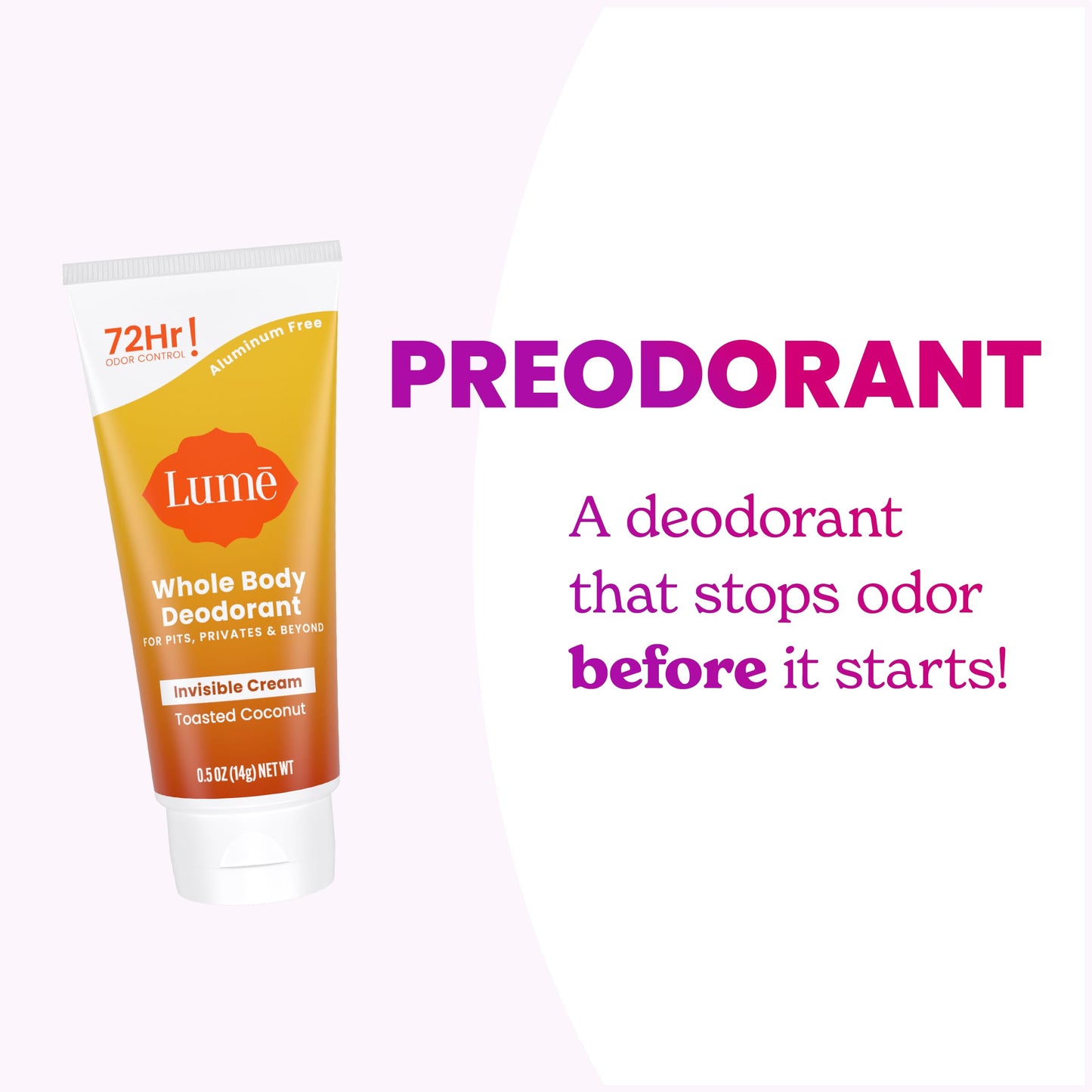 Lume Whole Body Deodorant 5 Pack Sampler - Invisible Cream Minis - 72 Hour Odor Control - Aluminum & Baking Soda Free