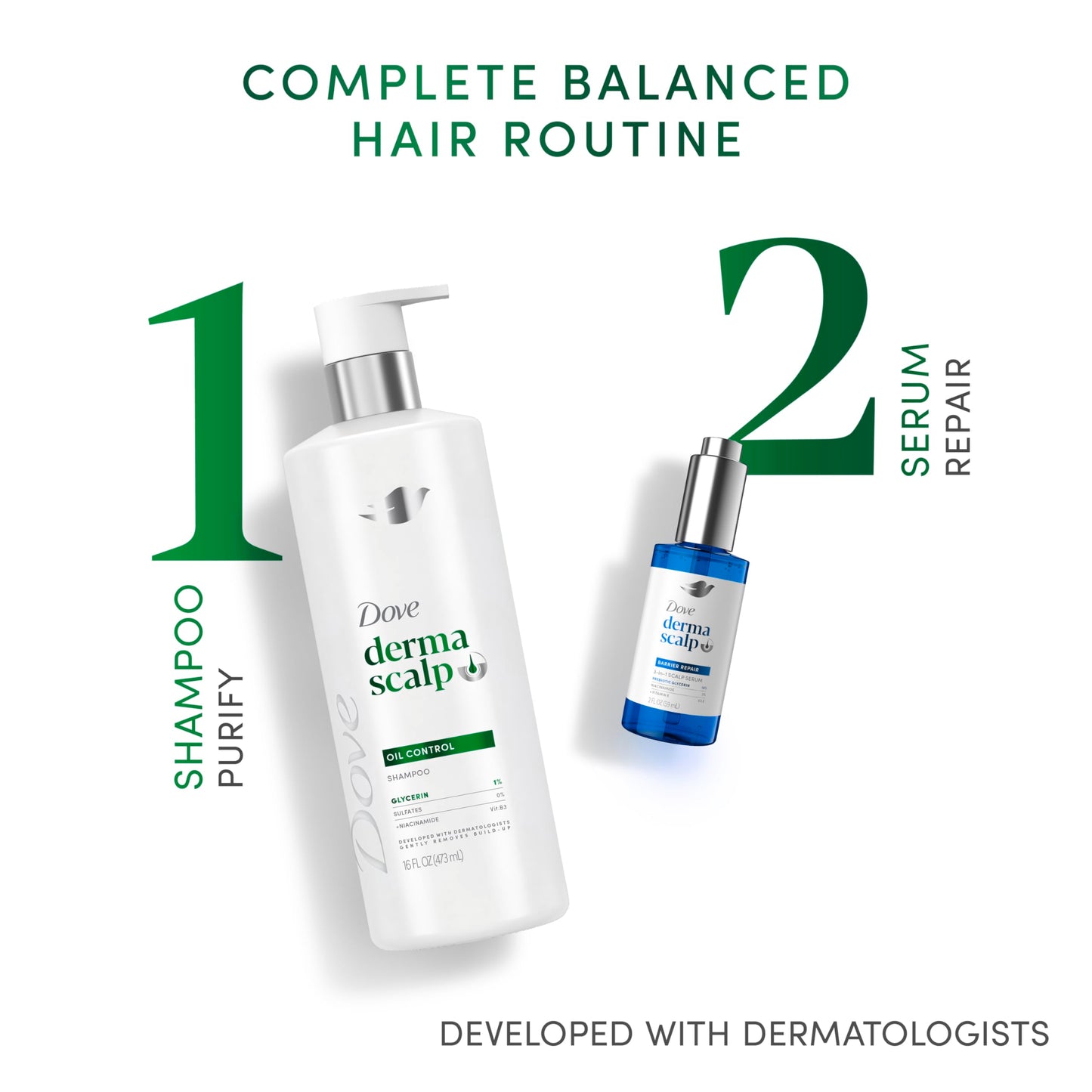 Dove Derma Scalp Oil Control Shampoo 1 ct with Glycerin, Sulfates and Niacinamide for Removing Scalp Product Buildup 16 Fl oz