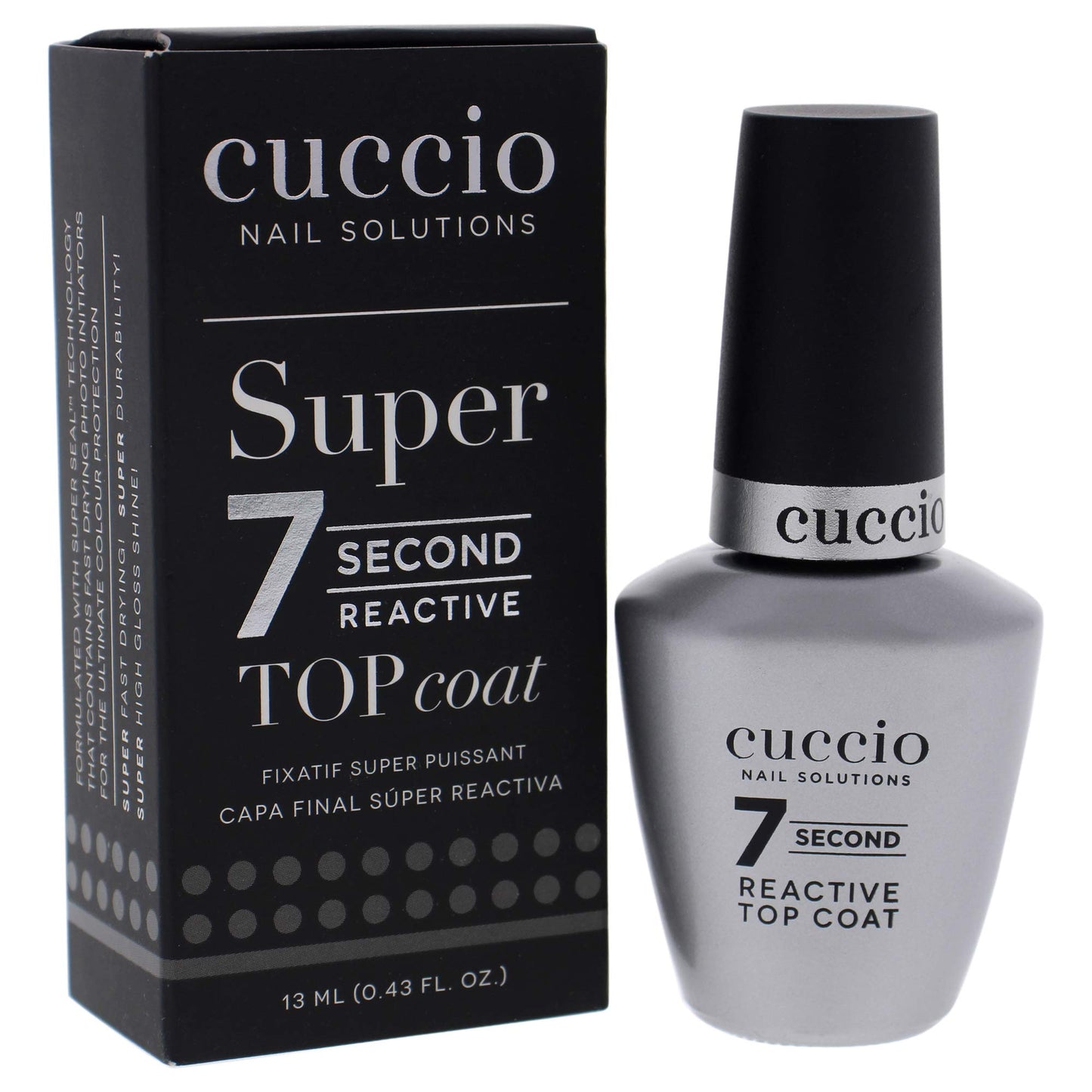 Cuccio Colour Super 7 Second Nail Top Coat - Super Quick Drying Formula - Creates A High Gloss Finish With Incredible Long-Lasting Durability