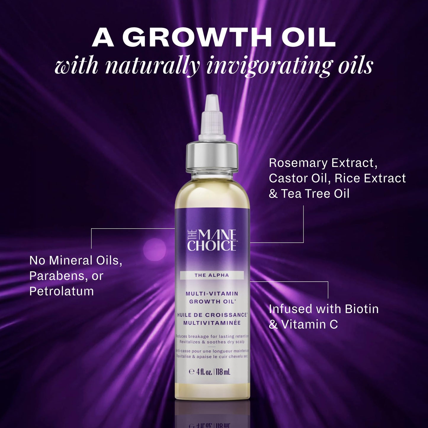 The Mane Choice Alpha Multi-Vitamin Scalp Hair Growth Oil, 4 Fl Oz, 1 Pack, Nourishing Scalp Oil with Biotin, Vitamin C, Rosemary, Rice Extract