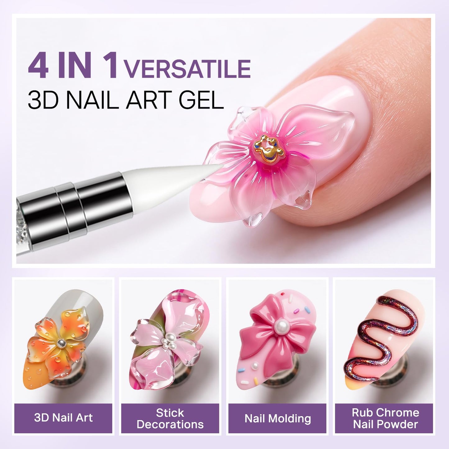 MIZHSE 2Pcs 3D Nail Gel Sculpting Gel Set, Clear White with Sculpture Pen Beauty and Personal Care MIZHSE