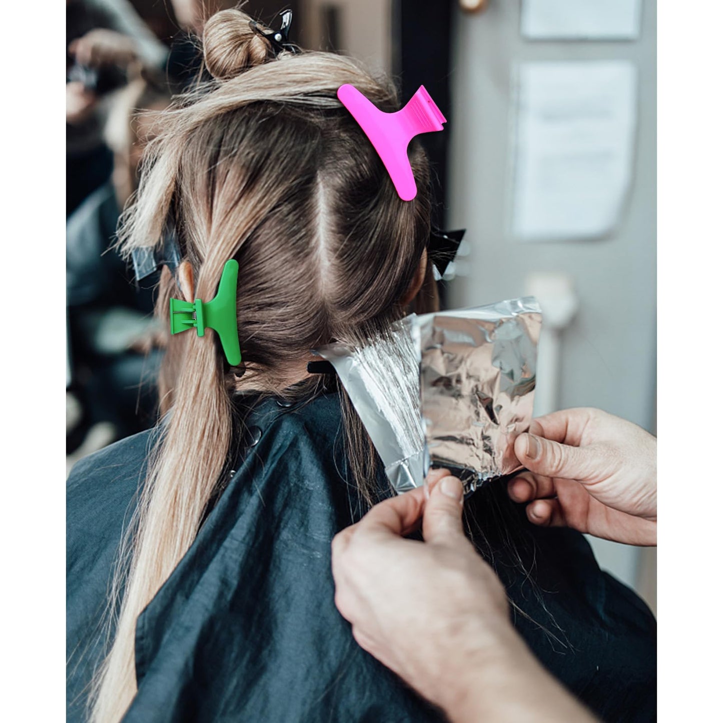 BAHABY Hair Clips for Styling Sectioning 12 Pack Green Hot Pink Butterfly Clamps Hair Claw Clips Pro Salon Hair Clips for Styling, Sectioning, Cutting Beauty and Personal Care BAHABY