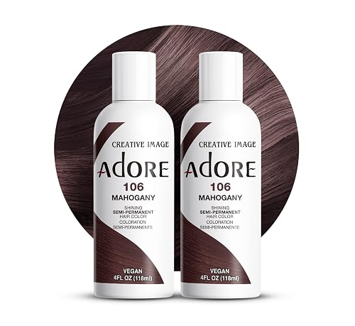 Adore Semi Permanent Hair Color (106 Mahogany) (2 Pack) | Vegan & Cruelty-Free Brown Hair Dye | No Ammonia, No Peroxide, No Alcohol | 4 Fl Oz