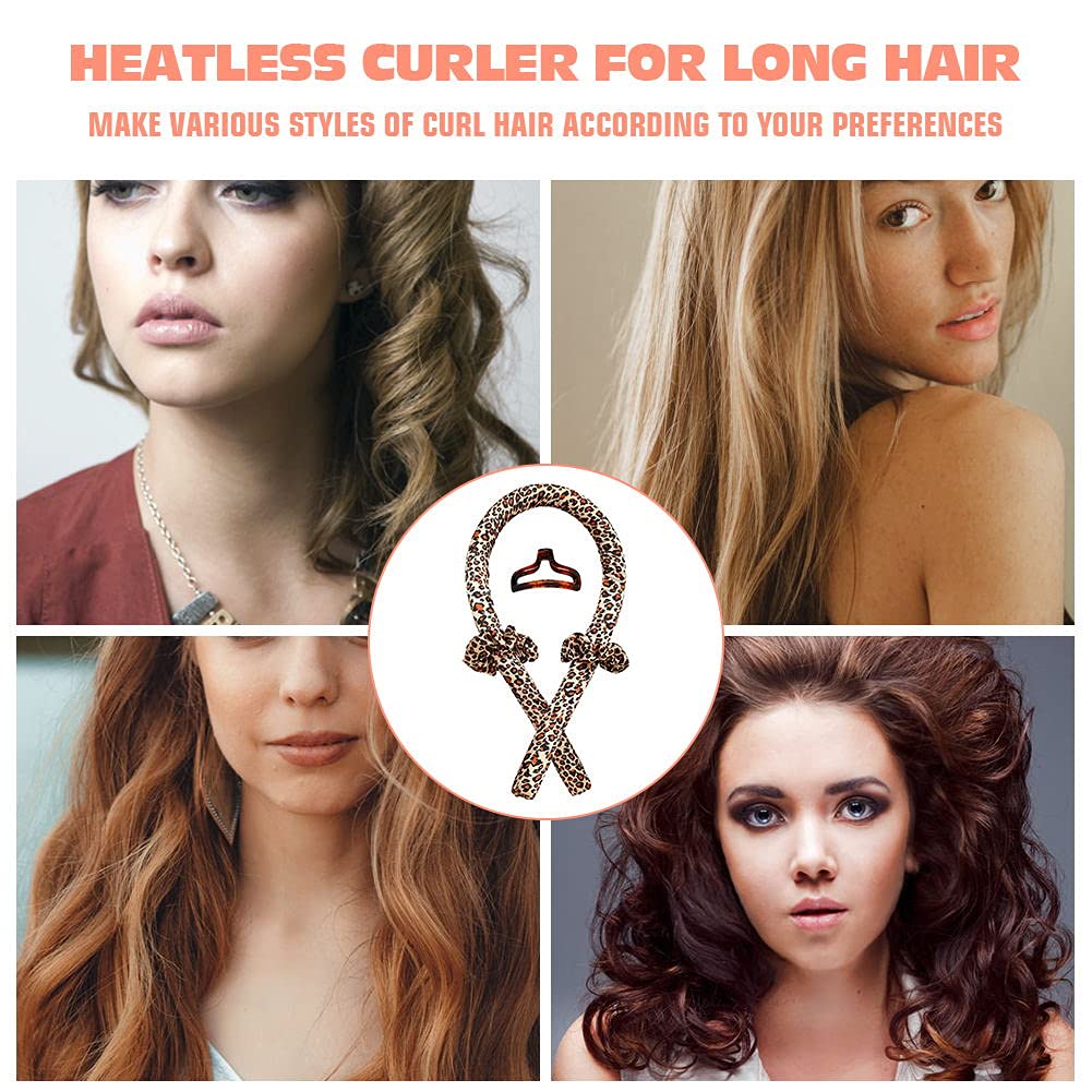 BATOUDE Heatless Curling Rod Headband No Heat Silk Ribbon Curling Rod Hair Roller Curls with Hair Claw Clip Lazy Natural Soft Wave DIY Hair Rollers