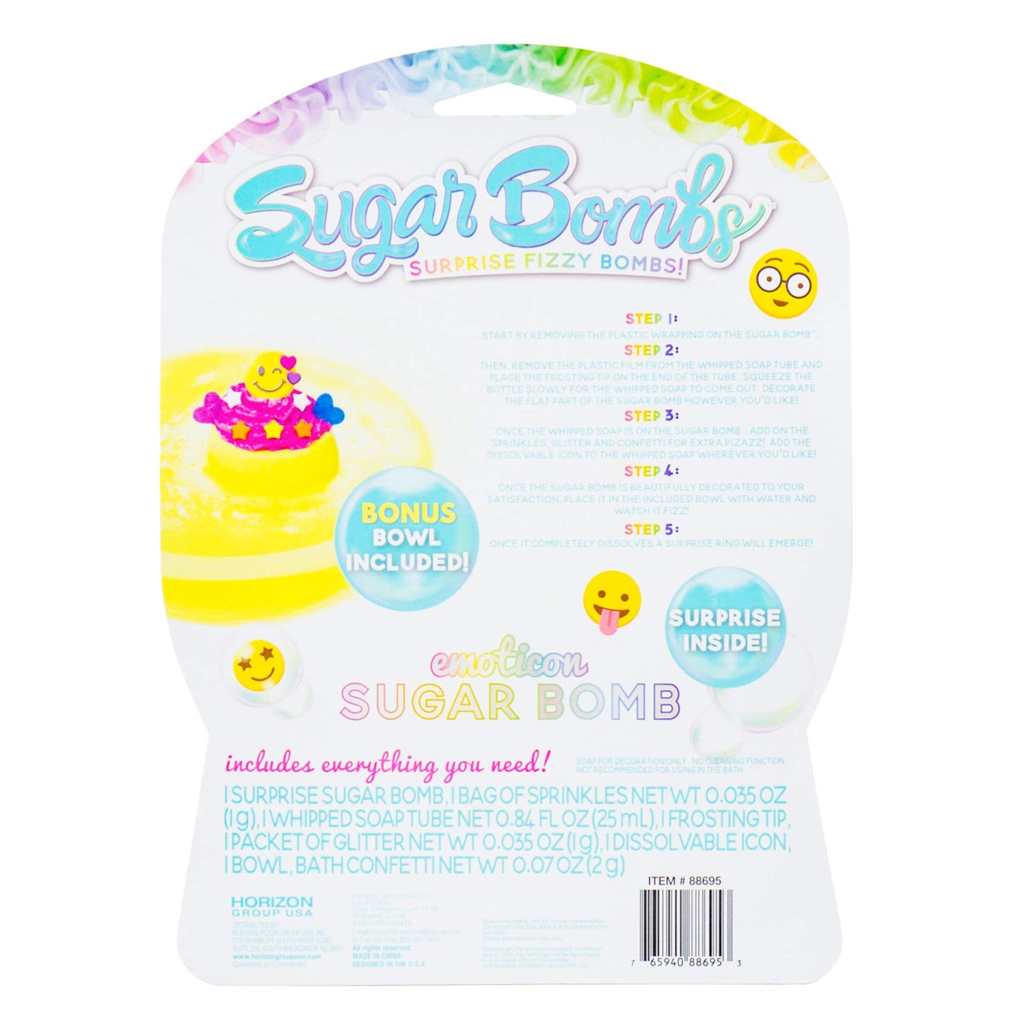 Sugar Bombs by Horizon Group USA, Design & Decorate Your Own Emoticon Themed Fizzing Bomb. Fizz In Bowl to Revel Hidden Surprise Gift. Embellish…