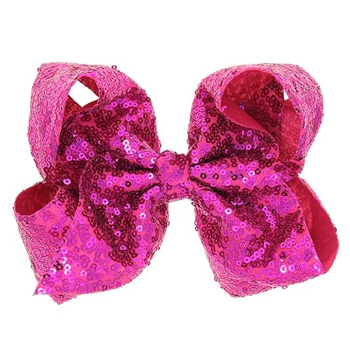 Xansema Hair Accessories: 8 Inches Sequin Alligator Barrettes for Women, Teens, and Girls (Rose)