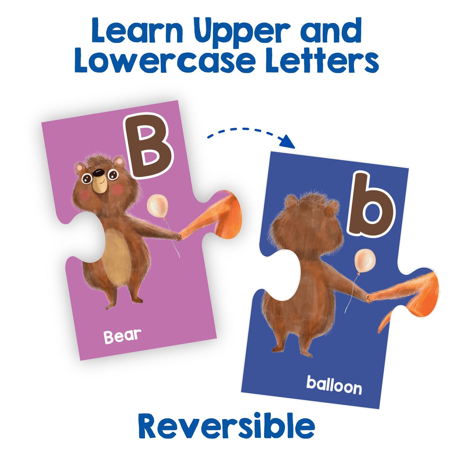 LEARNING BUGS Alphabet Animal Holding Hands Large Jigsaw Floor Puzzle (26 pcs, 5 feet Long)