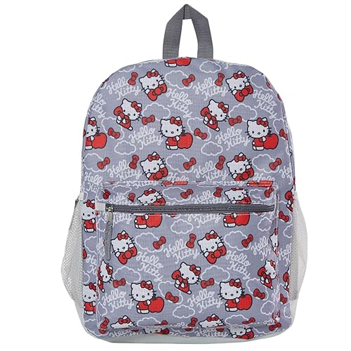 Fast Forward Hello Kitty Backpack for Girls, 16 inch, Red and Grey