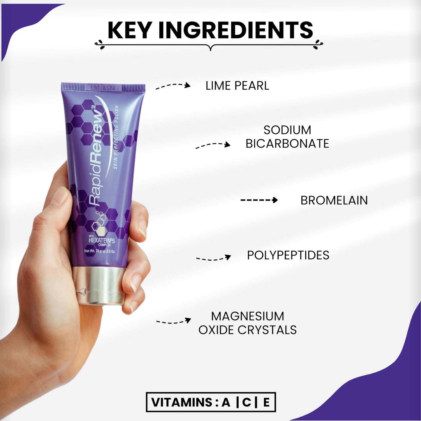RapidRenew Skin Perfecting Polish - Exfoliating Face Wash and Facial Scrub with Vitamin C, Hexatein 5 Complex - Face Exfoliator for Women & Men, Pore