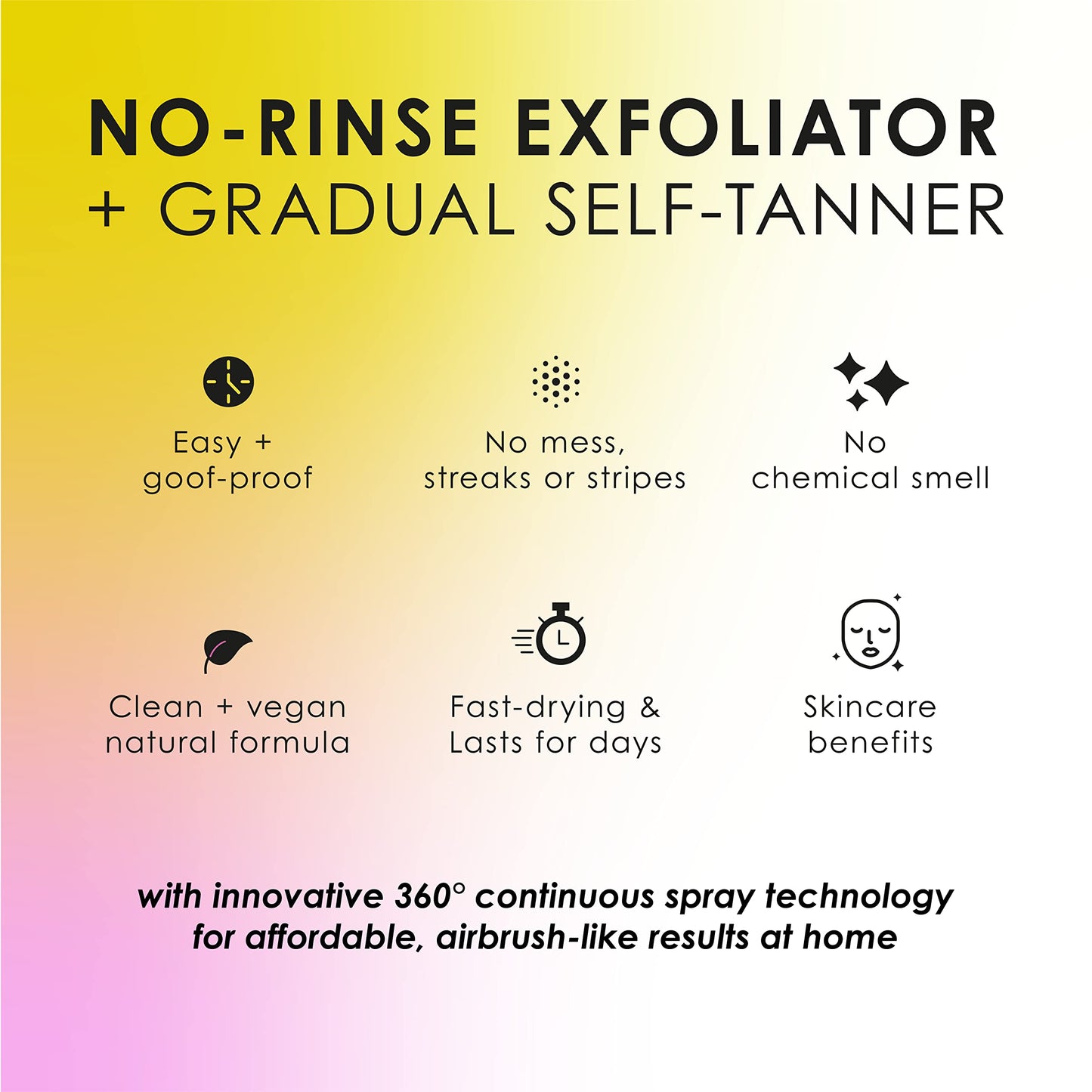 TEMPTU Mist Self Tanner Spray & Pre Tan BHA Exfoliator in Deluxe Ultra Fine Continuous Sprayer, Natural Gradual Tanning Water & No Rinse Hydrating