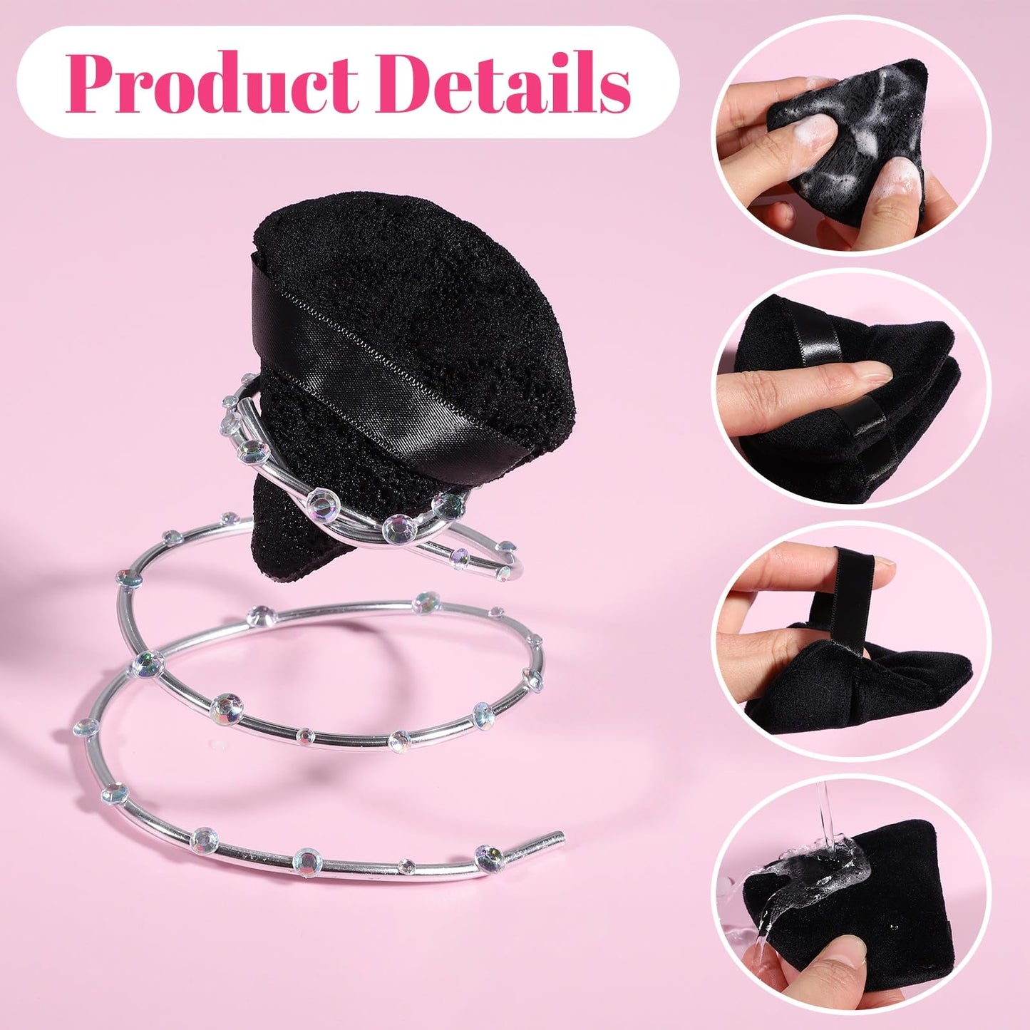 Pimoys 6 Pcs Powder Puff, Face Soft Triangle Makeup Puff Velour Makeup Sponge for Loose Powder (Black) Beauty and Personal Care Pimoys