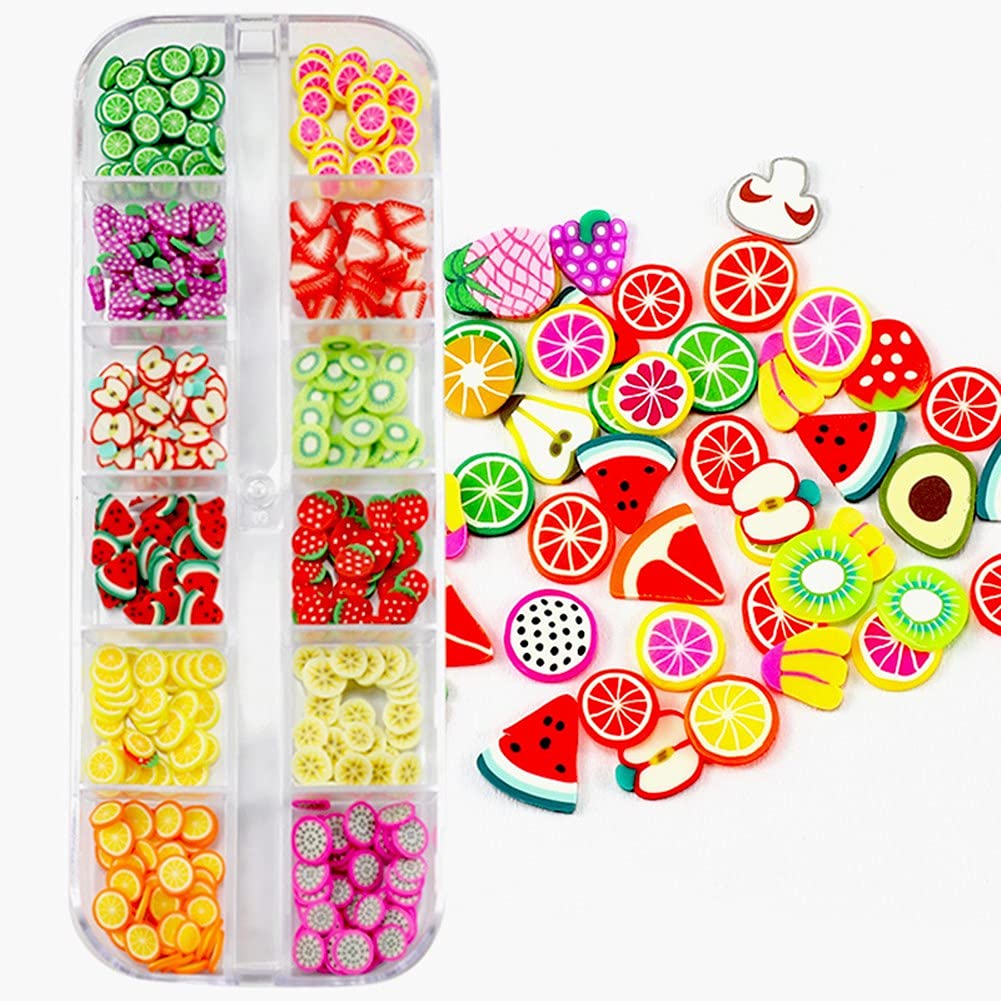 Sinen 1 Box Dried Flowers and 1 Box Fruit Slices for Nail Art, 3D Dry Flowers Nail Stickers ,Colorful Natural Real Flower Nail Decals, Fruit Fimo