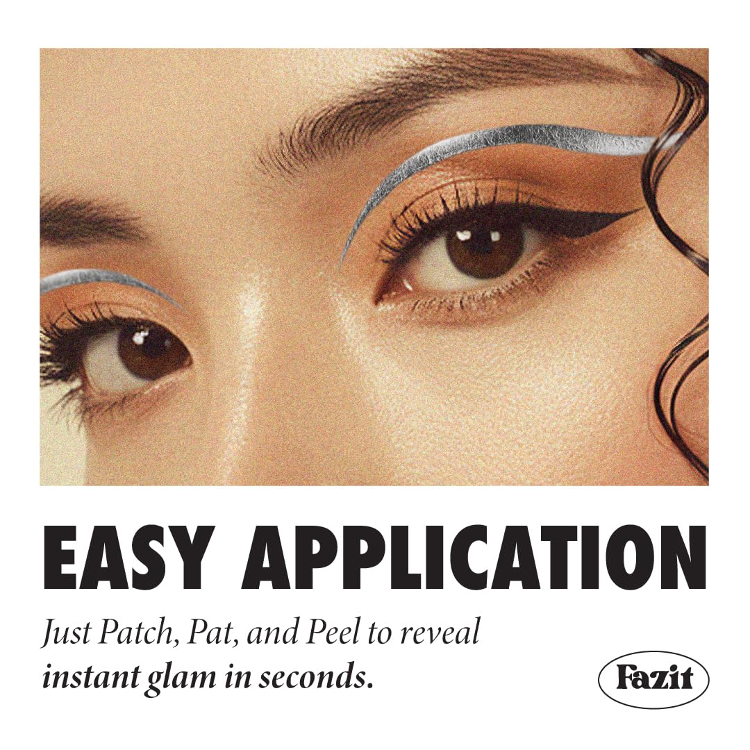 Fazit Makeup Patches - Silver Wing Eyes - Glow Up Make-Up Patches - Cute Glitter Makeup Accessories for Women - Cosmetic Glitter for Face