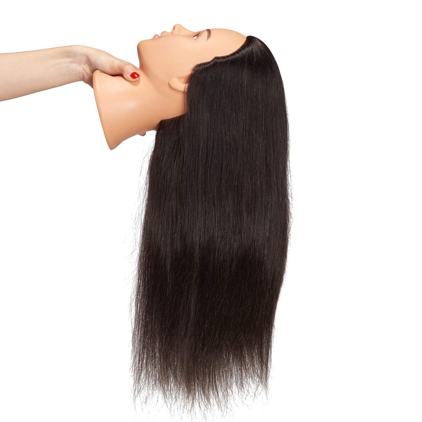 Hairingrid Mannequin Head 24"-26"100% Human Hair Hairdresser Cosmetology Mannequin Manikin Training Head Hair and Free Clamp Holder (R71906LB0218H)