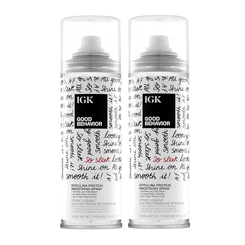 IGK GOOD BEHAVIOR Spirulina Protein Smoothing Spray | Keratin Like Treatment + Frizz Control + Heat Protectant | Vegan + Cruelty Free | 5.6 Oz (Pack