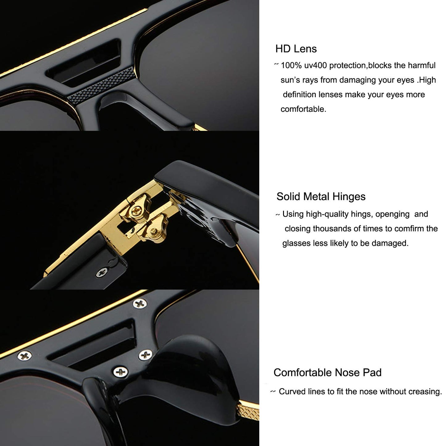 Allt Square Aviator Large Fashion Sunglasses For Men Women Goggle Alloy Frame Glasses (Black/Blue Mirror, 61)