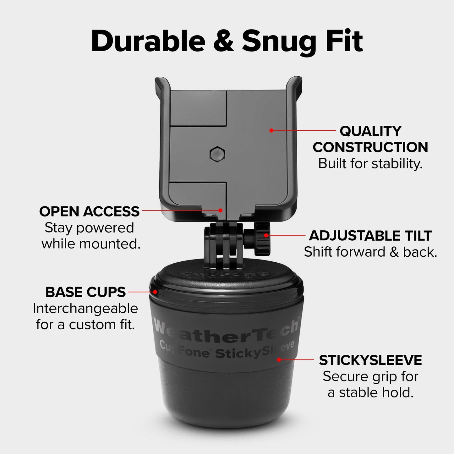 WeatherTech CupFone, Universal Cup Holder Phone Mount for Cars - Adjustable & Secure Fit with Open Access for Charging - Compatible with iPhone…