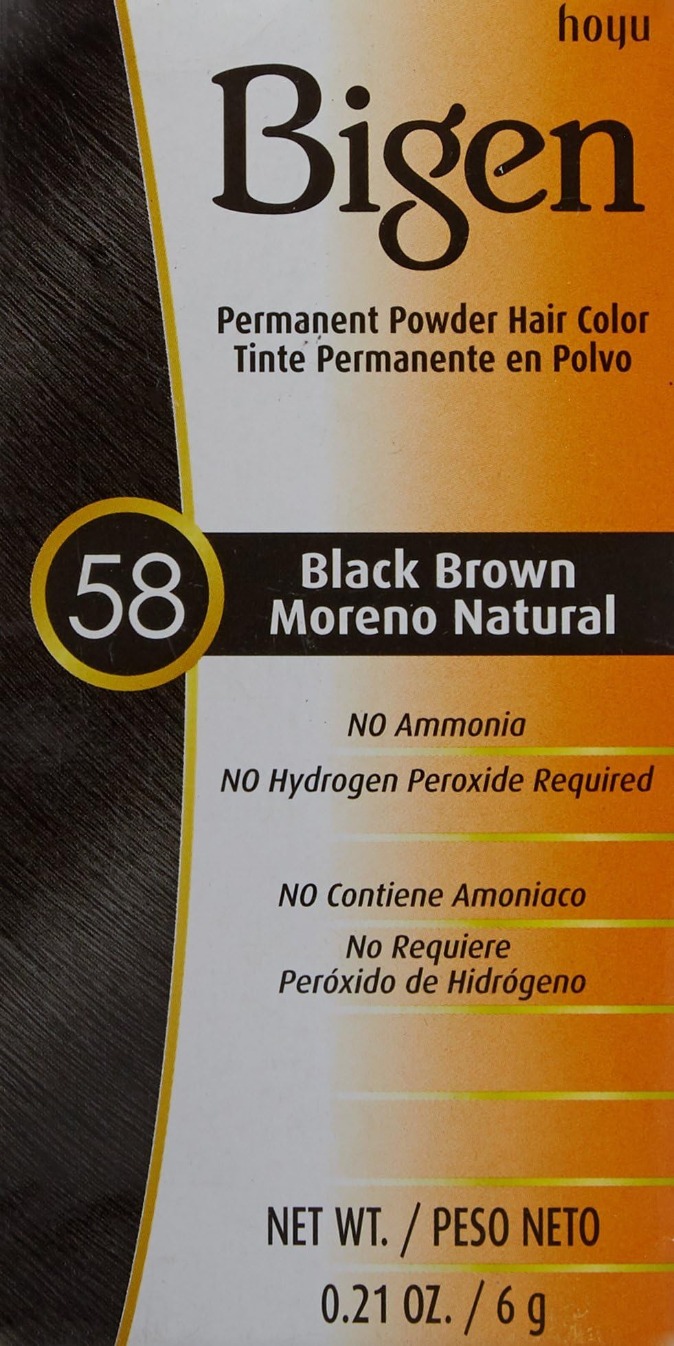 Bigen Hair Coor 58- Black Brown Noir Naturel, 0.21 oz