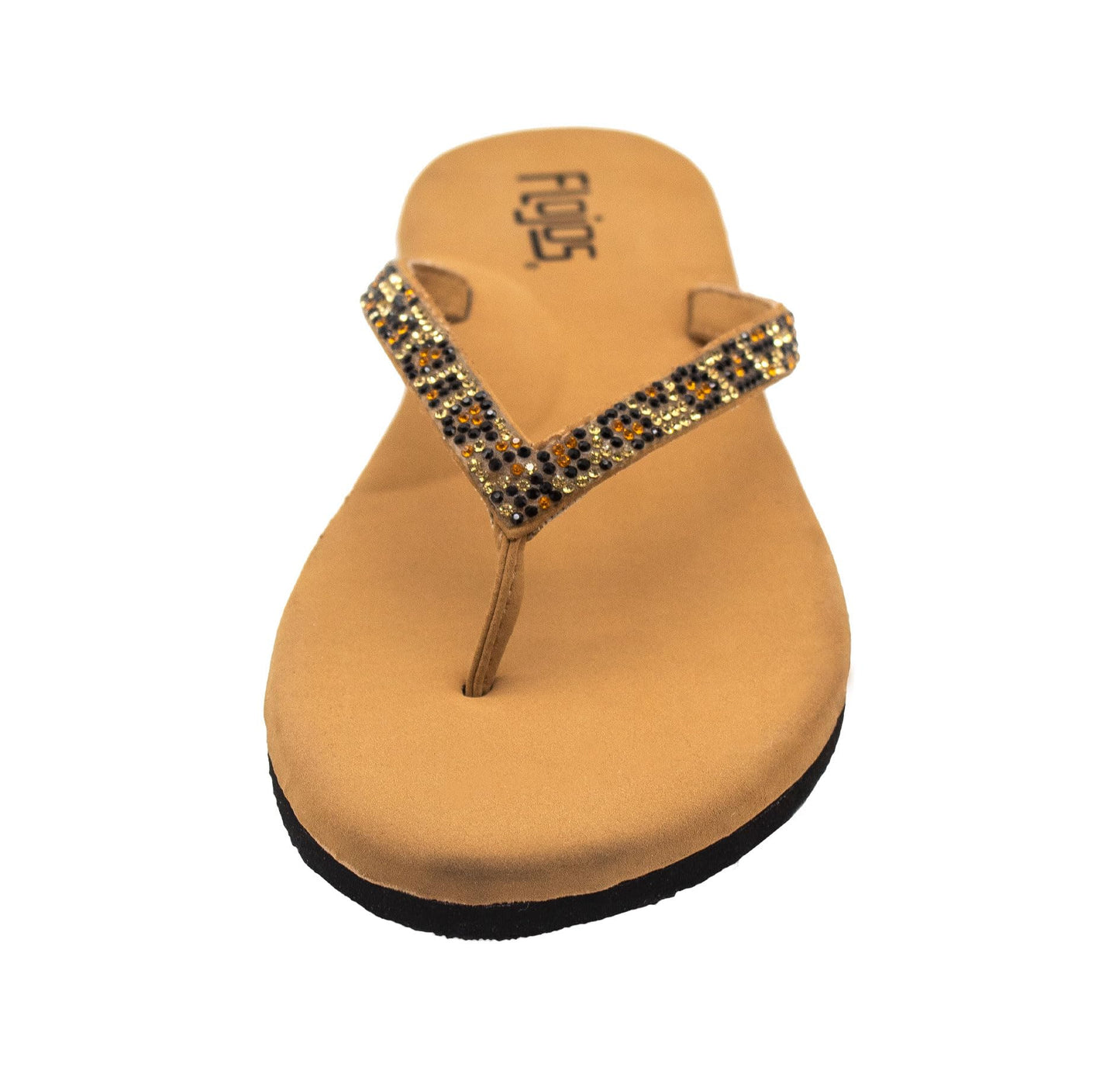 Flojos Women's Spark Flip-Flop, Tan Leopard, 6