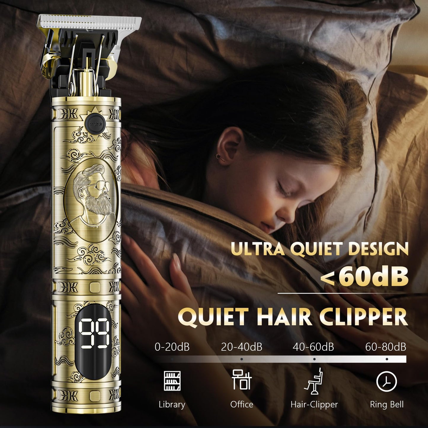 Solati Hair Clippers for Men, Professional Hair Trimmer Zero Gapped T-Blade Trimmer Cordless Rechargeable Edgers Clippers Electric Beard Trimmer Beauty and Personal Care Solati
