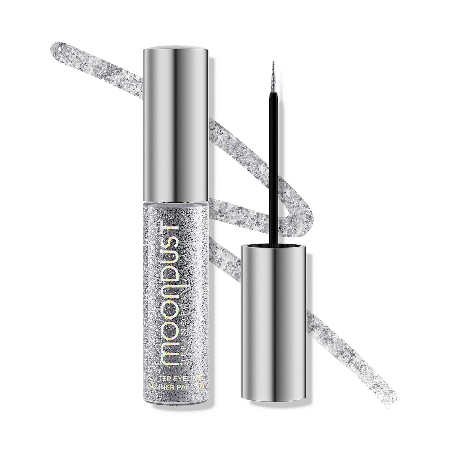 URBAN DECAY Moondust Liquid Glitter Eyeliner (Glamrock - Silver Glitter), Sparkly Eye Liner, Glitter Eyeshadow Topper, Universal Shimmering Shades, No