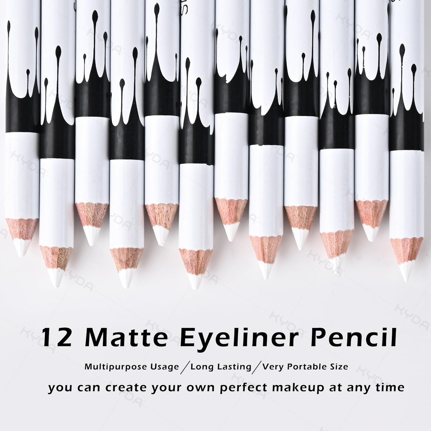 Ownest 12 Pcs White Eyeliner Highlighter Pen, White Pearl Eyeliner Pencil Set, Soft Shimmer Liner & Shadow Pencil, Lasting Smooth Cream Eye Liner Pen