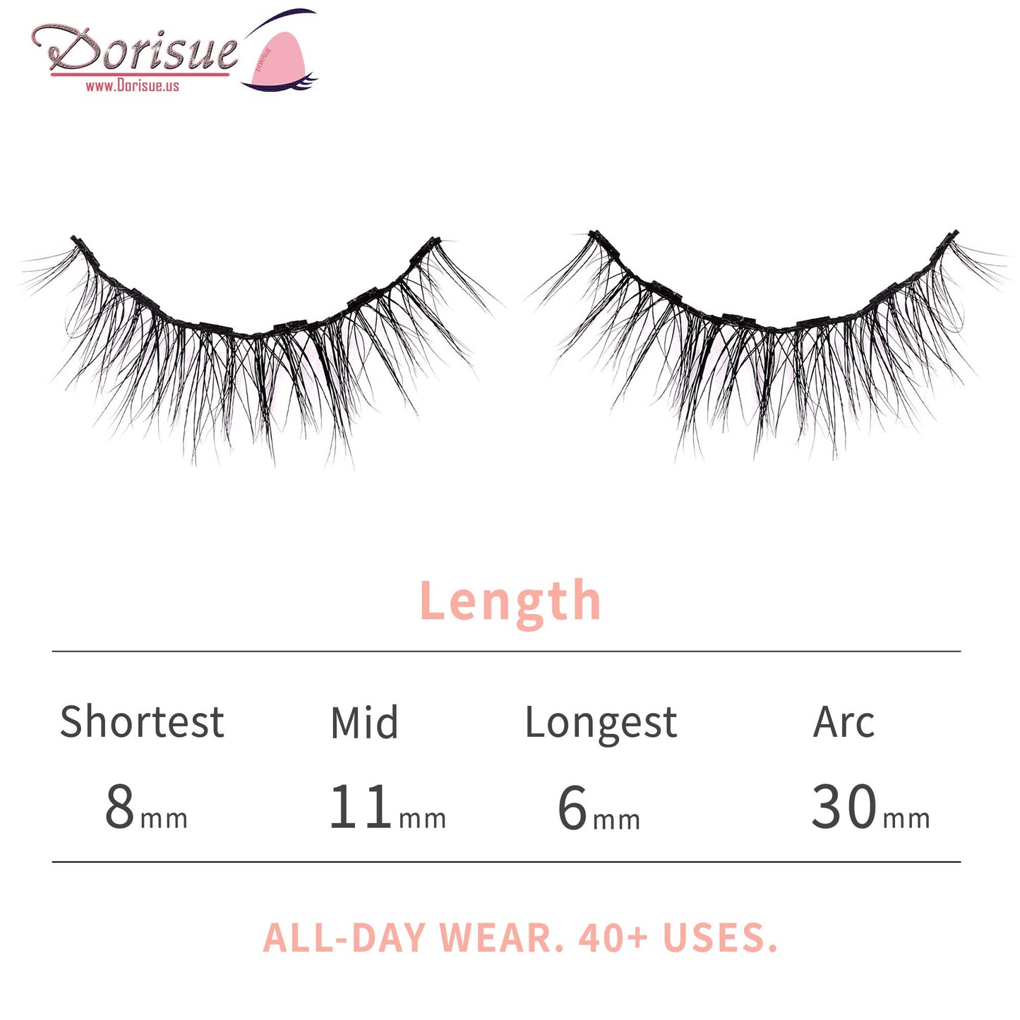 Dorisue Natural magnetic lashes short Magnetic eyelashes Natural look Luxe Cat eyes Natural Medium Long lashes Flare style