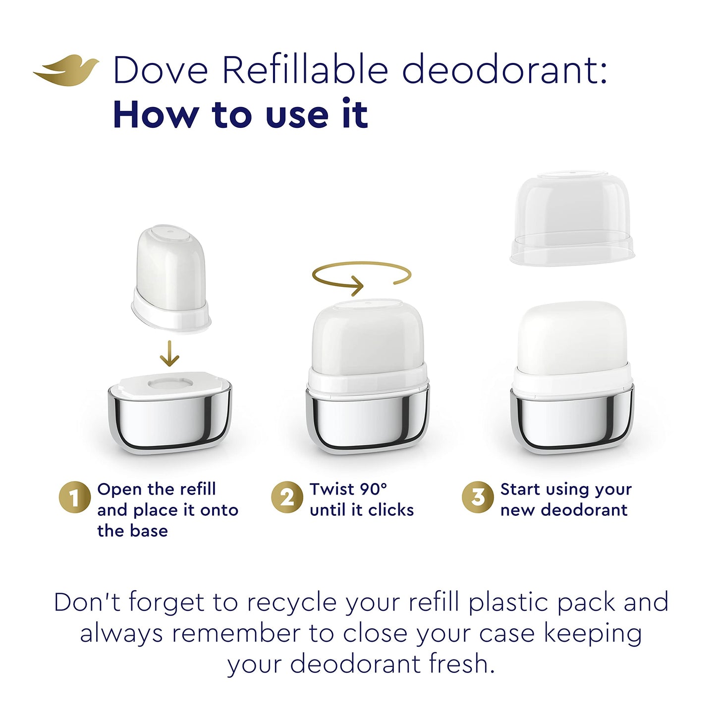 Dove Refillable Deodorant Starter Kit 0% Aluminum Cucumber & Green Tea Aluminum Free Deodorant 1.13 oz Beauty and Personal Care Dove