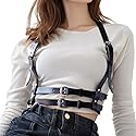 CHEARUBY Goth Belt Gothic Clothes for Women Punk Accessories Plus Size Elastic Belts PU Leather Fashion Adjustable Waist Body Chain Rave Halloween…
