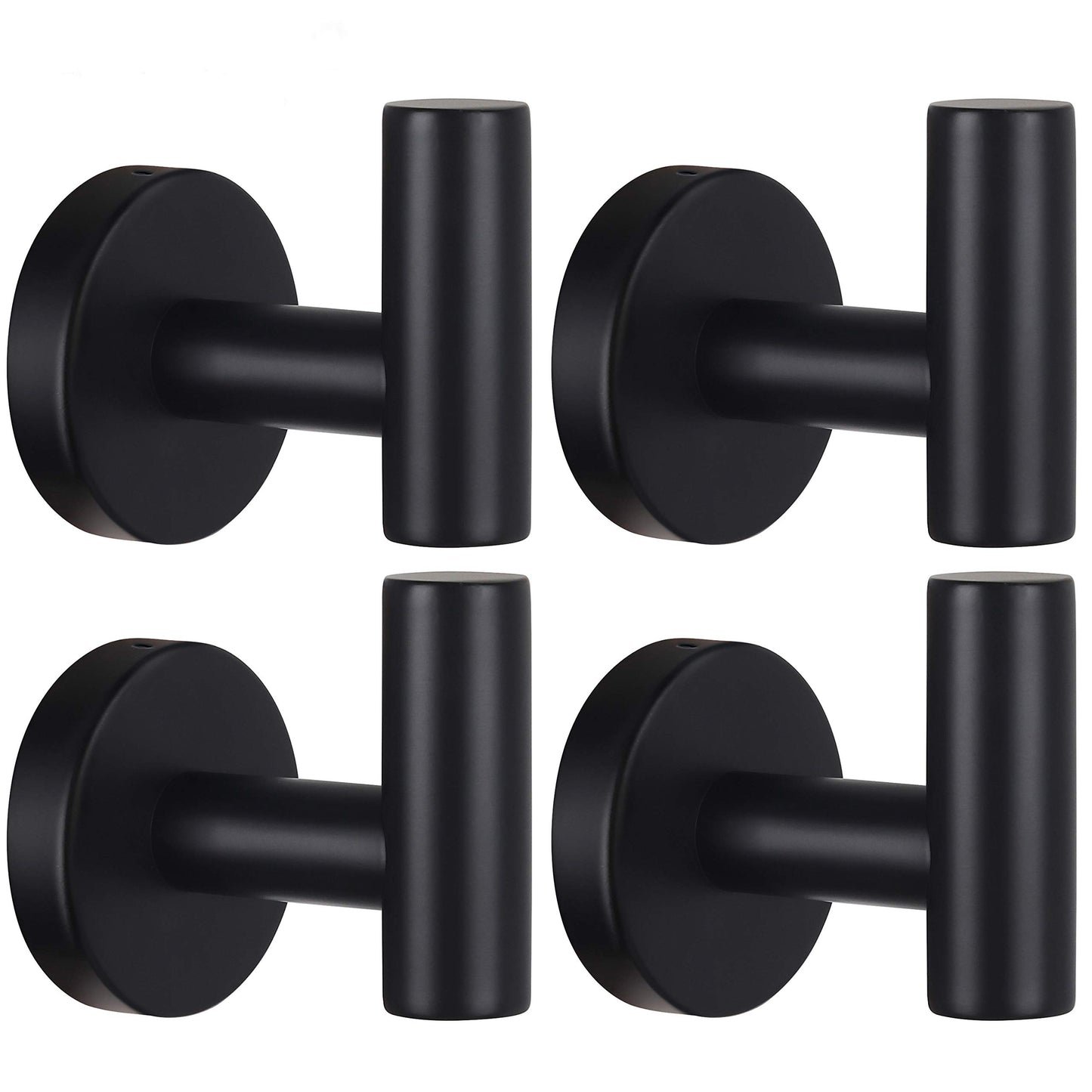 Towel Hooks 4-Pack – Heavy Duty Matte Black Wall Hooks for Bathroom, Door, Closet, Robe, Towels, Kitchen, Pool & Hotel Use