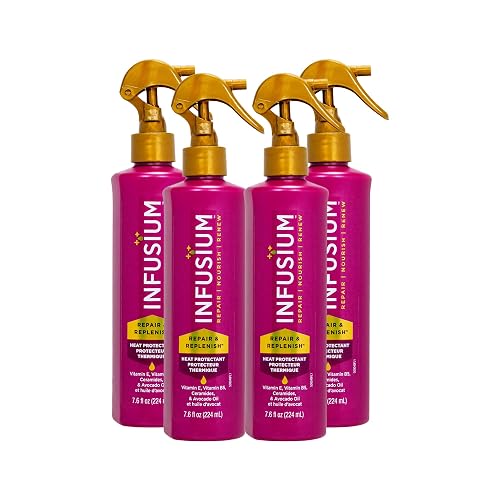 Infusium Repair and Replenish Heat Protector - Nourishing Heat Protection Spray for Hair with Vitamin E and Avocado Oil - Moisture Lock - 4 pc