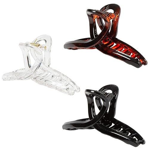 Kitiin Thin Hair Clips Strong holding teeth interlocking Women butterfly Clips for thin Hair 3 Count In set banana hair clips (mixed colors thin hair