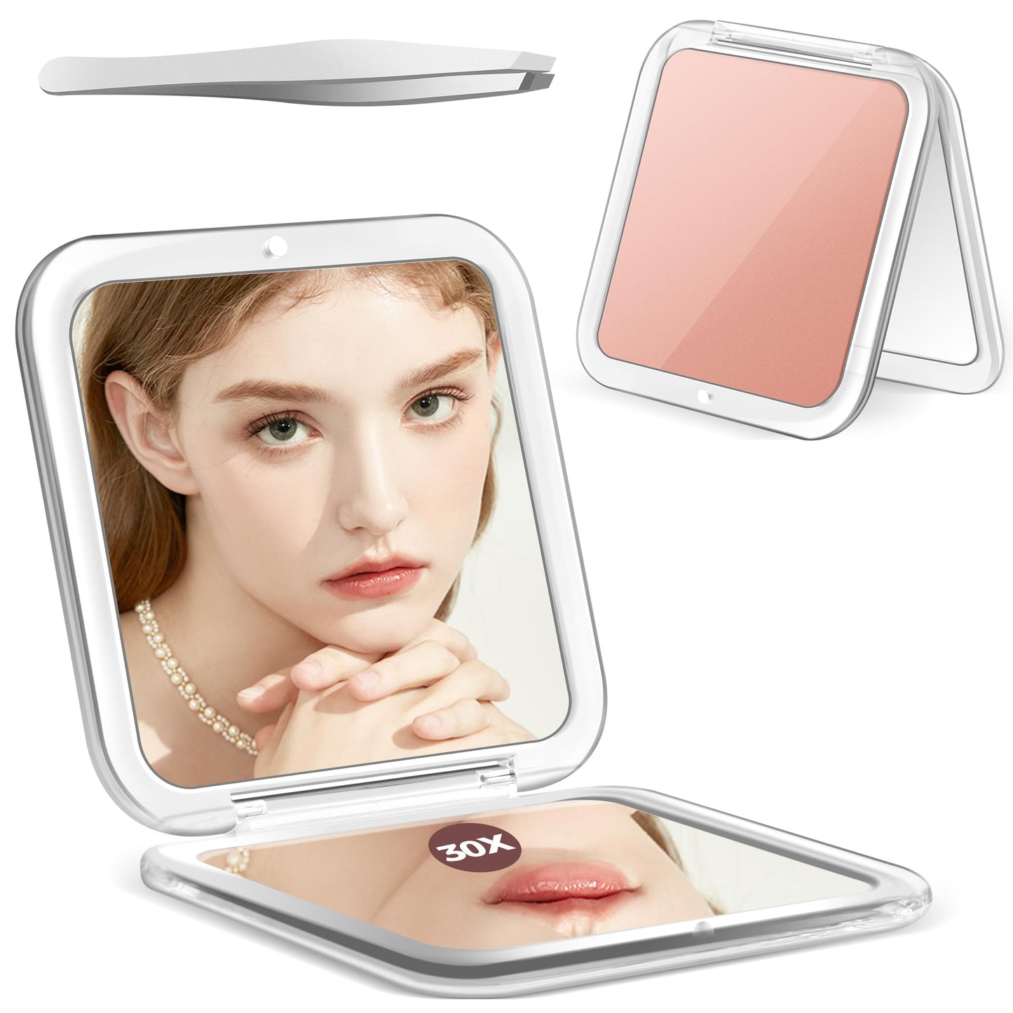 MIYADIVA Compact Mirror, 30X Magnifying Mirror, Pocket Mirror for Purse, Travel Makeup Mirror with 30X/1X Magnification, Travel Essentials Mirrors Beauty and Personal Care MIYADIVA