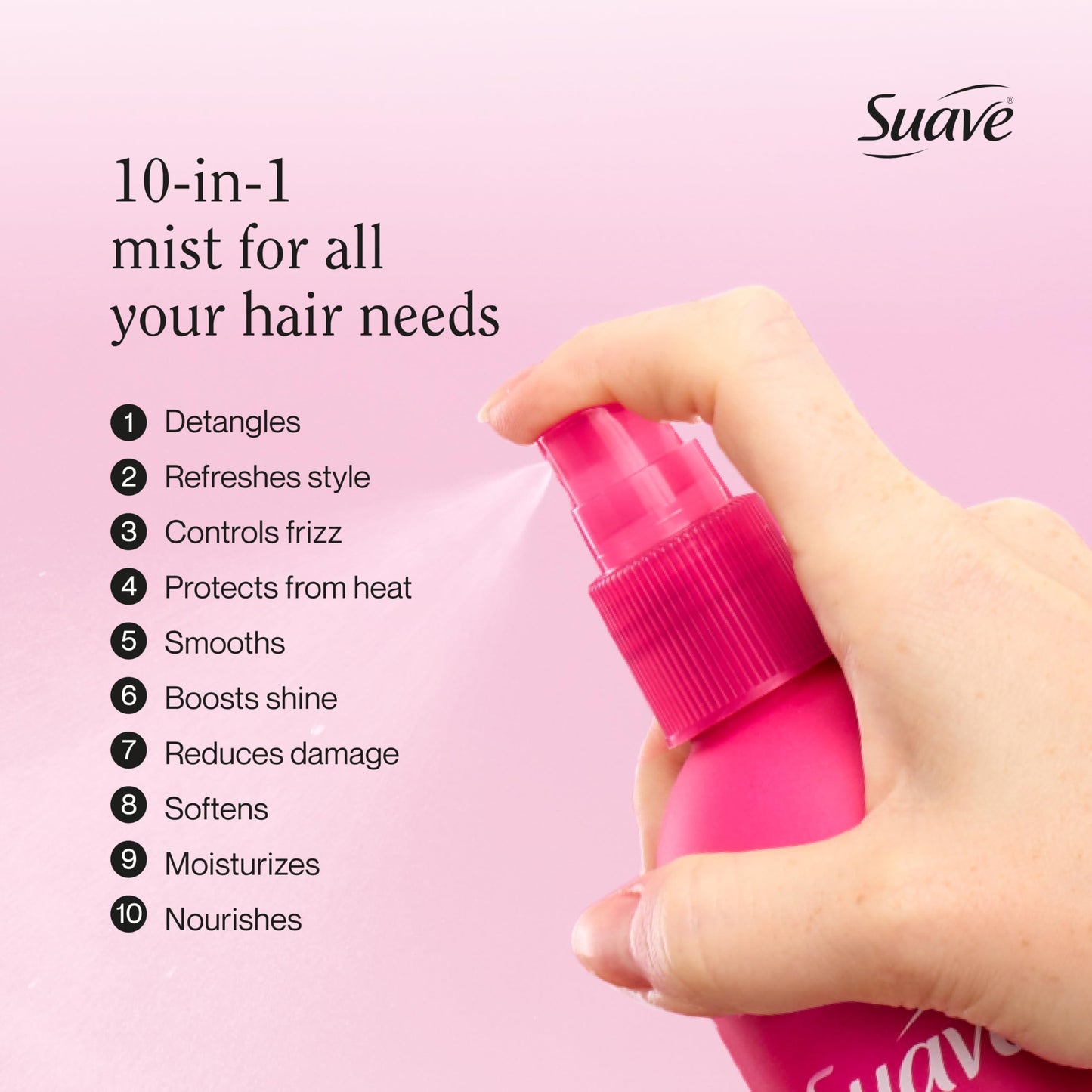 Suave All In One Magic Mist Leave In Spray For Women, Detangles, Hydrates & Refreshes Hair, Boosts Shine, Controls Frizz, Scented, All Hair Types, 11 Beauty & Personal Care Suave