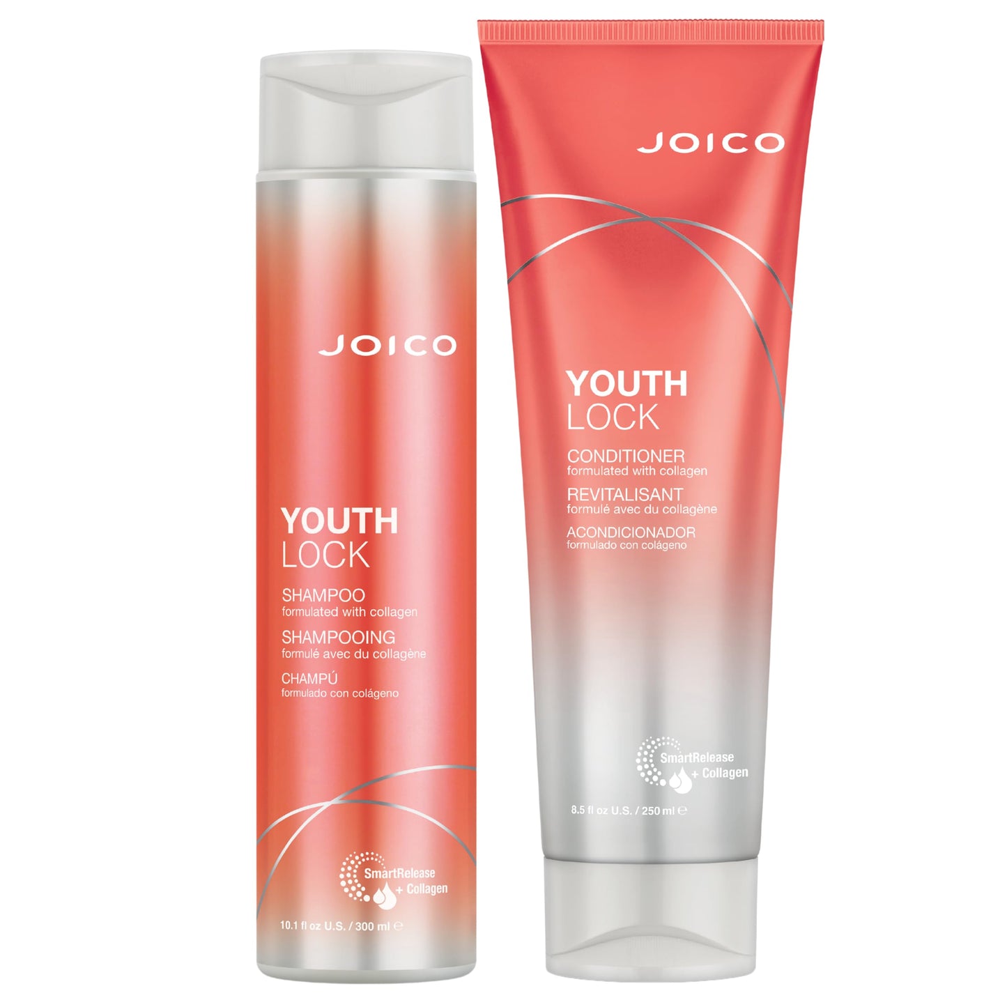 YouthLock Shampoo & Conditioner Set Formulated with Collagen | Youthful Body & Bounce | Reduce Breakage & Frizz | Free of SLS/SLES Sulfates | 10.1 Fl