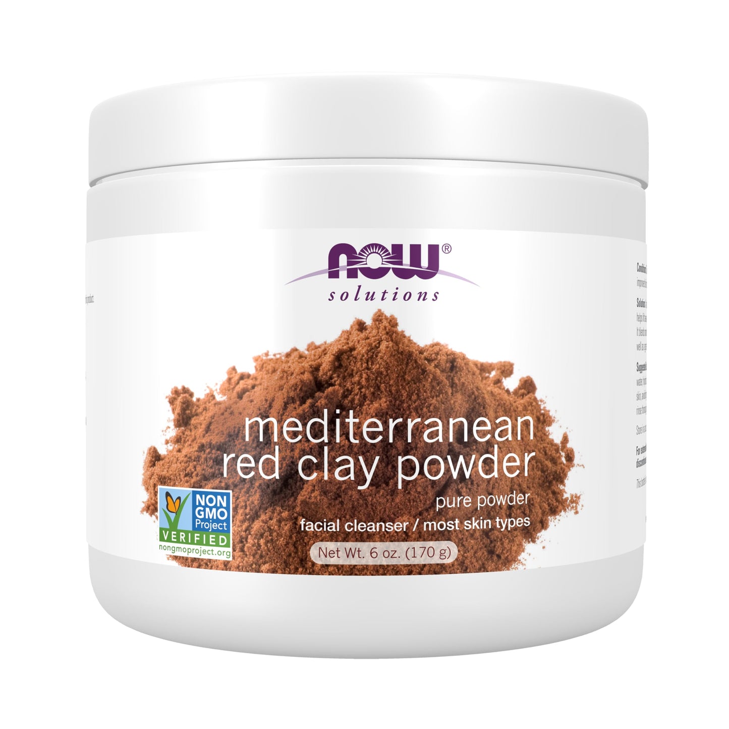 NOW Solutions, Mediterranean Red Clay Powder, Pure Powder for Sensitive Skin Facial Mask, 6-Ounce