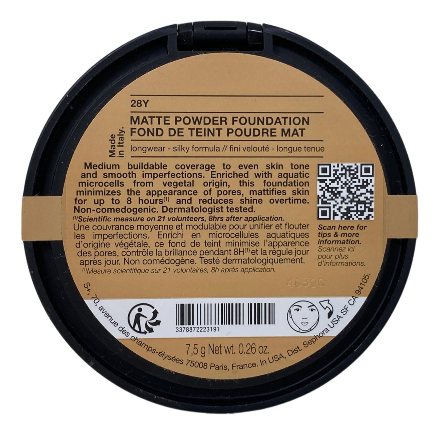Sephora Collection Matte Powder Foundation - 28Y (medium, yellow undertone) 0.26 oz / 7.5 g