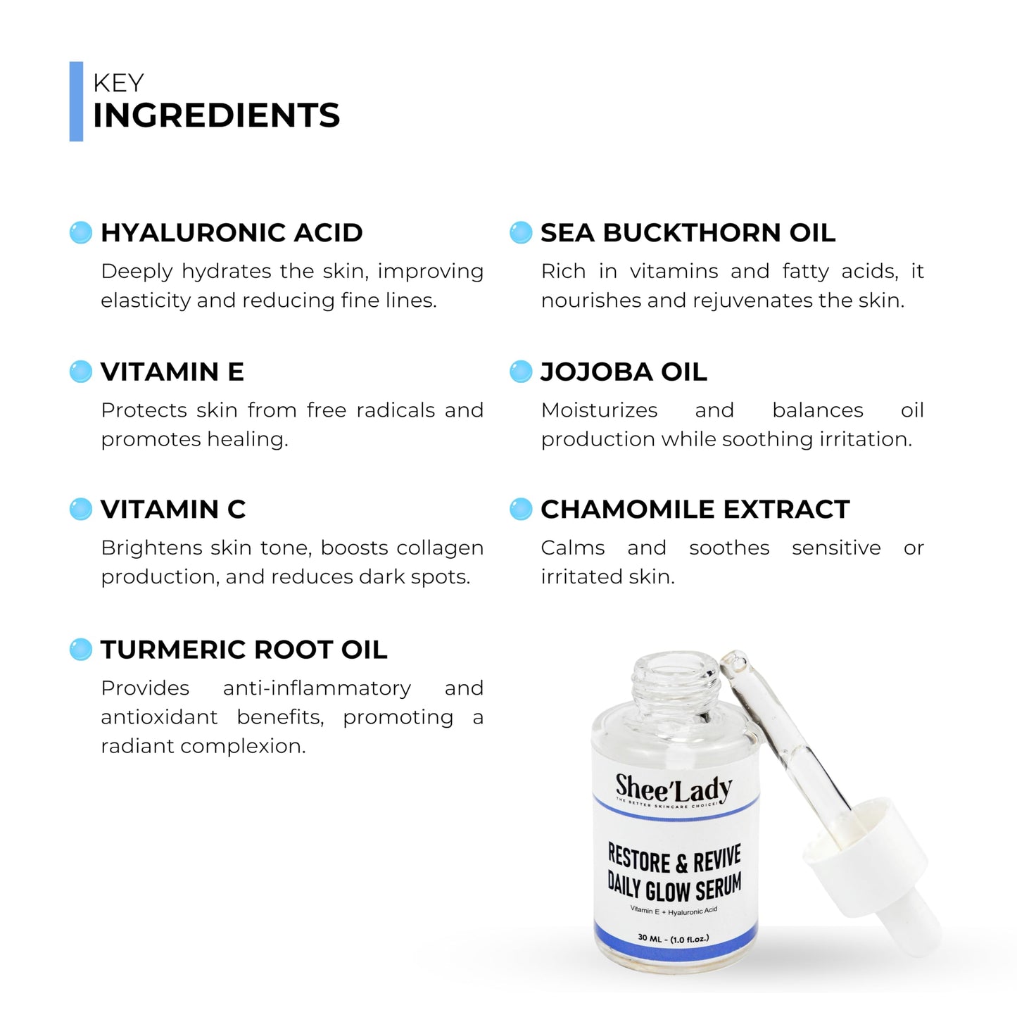 Shee'lady Restore & Revive Daily Glow Serum Daily Anti-Aging Wrinkle and Skin Tone Skin Care Treatment, Brightening Serum, Stocking Stuffers for Men