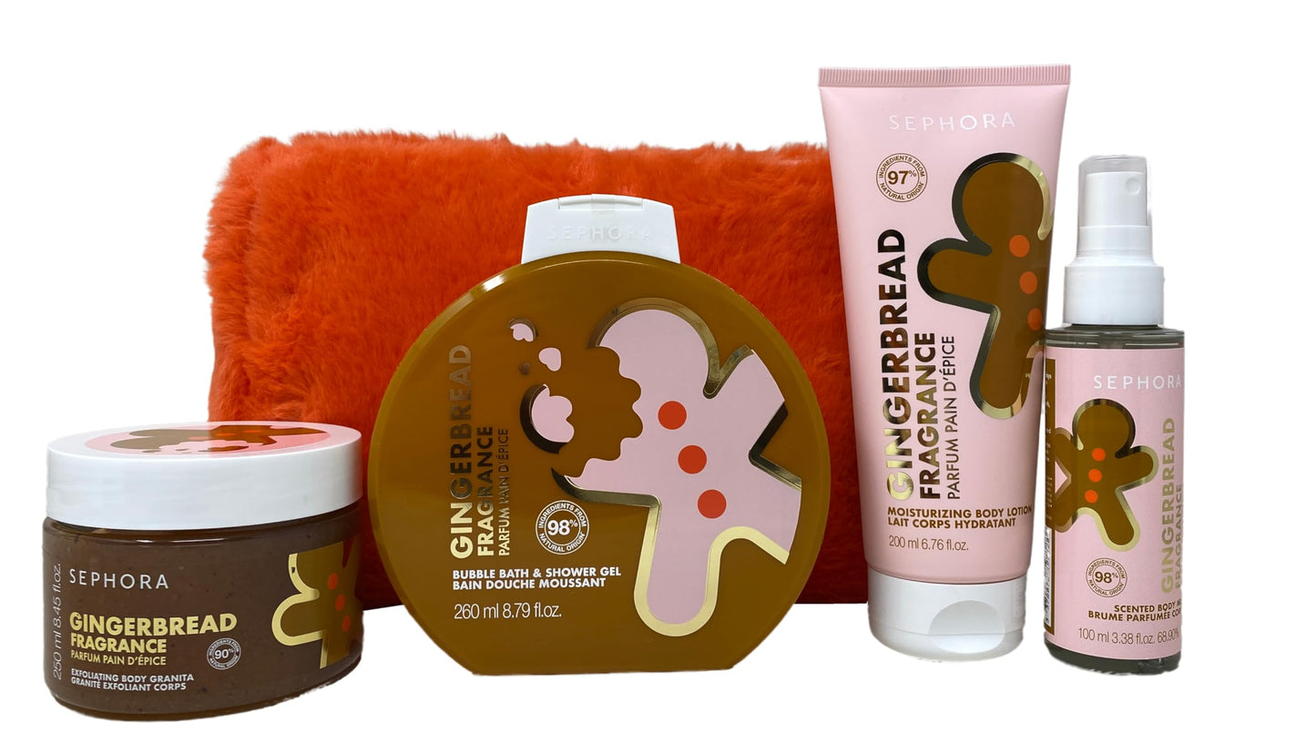 SEPHORA COLLECTION Gingerbread Set - Bubble Shower Gel, Moisturizing body Lotion, Scented Body Mist, Exfoliating Body Granita Full Size. Beauty & Personal Care SEPHORA