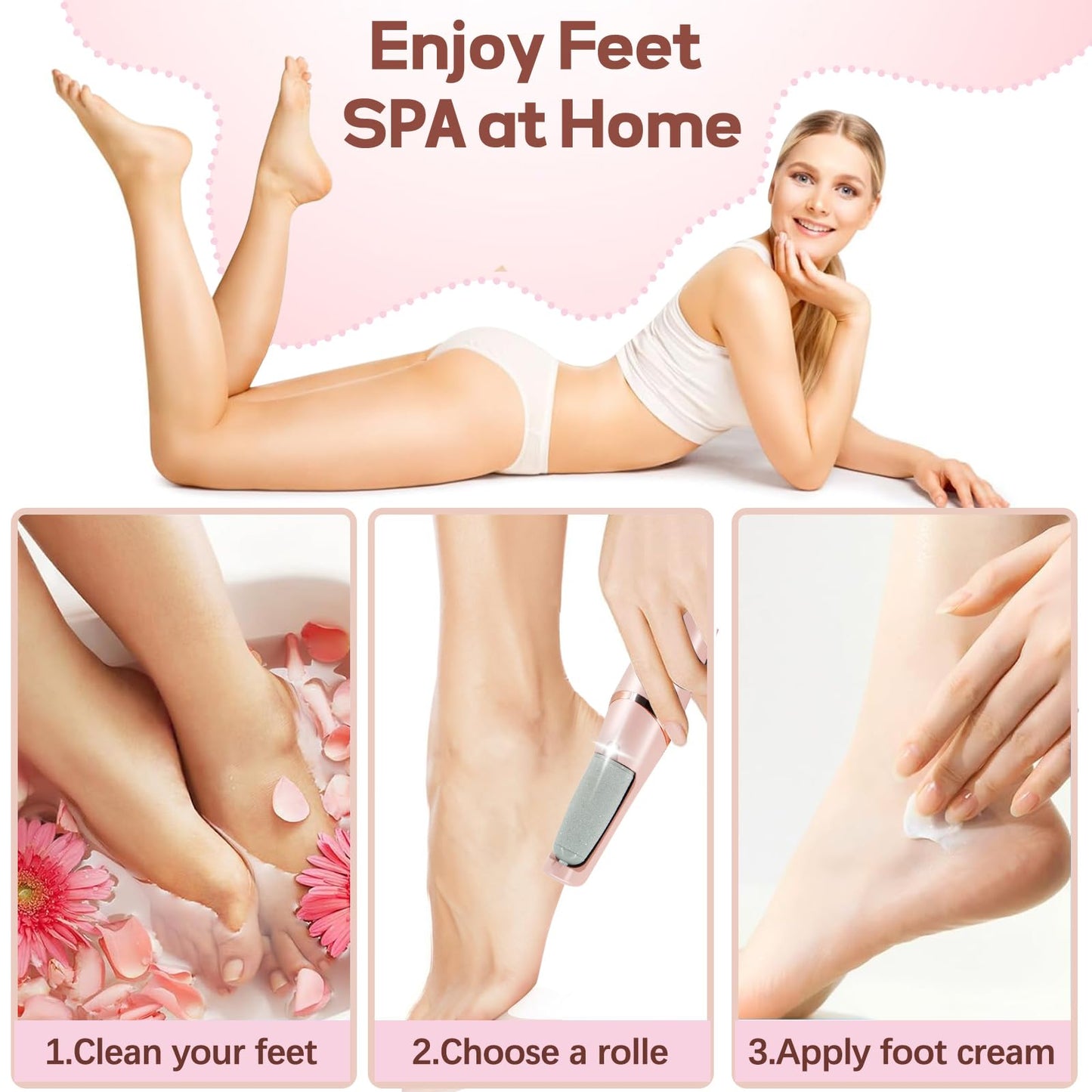 Smooth Pedicure Wand, Electric Foot Callus Remover Rechargeable Pedicure Tool Callus Remover for Feet Electronic Foot File, Feet Care for Removes Dry Beauty and Personal Care ZABOUL