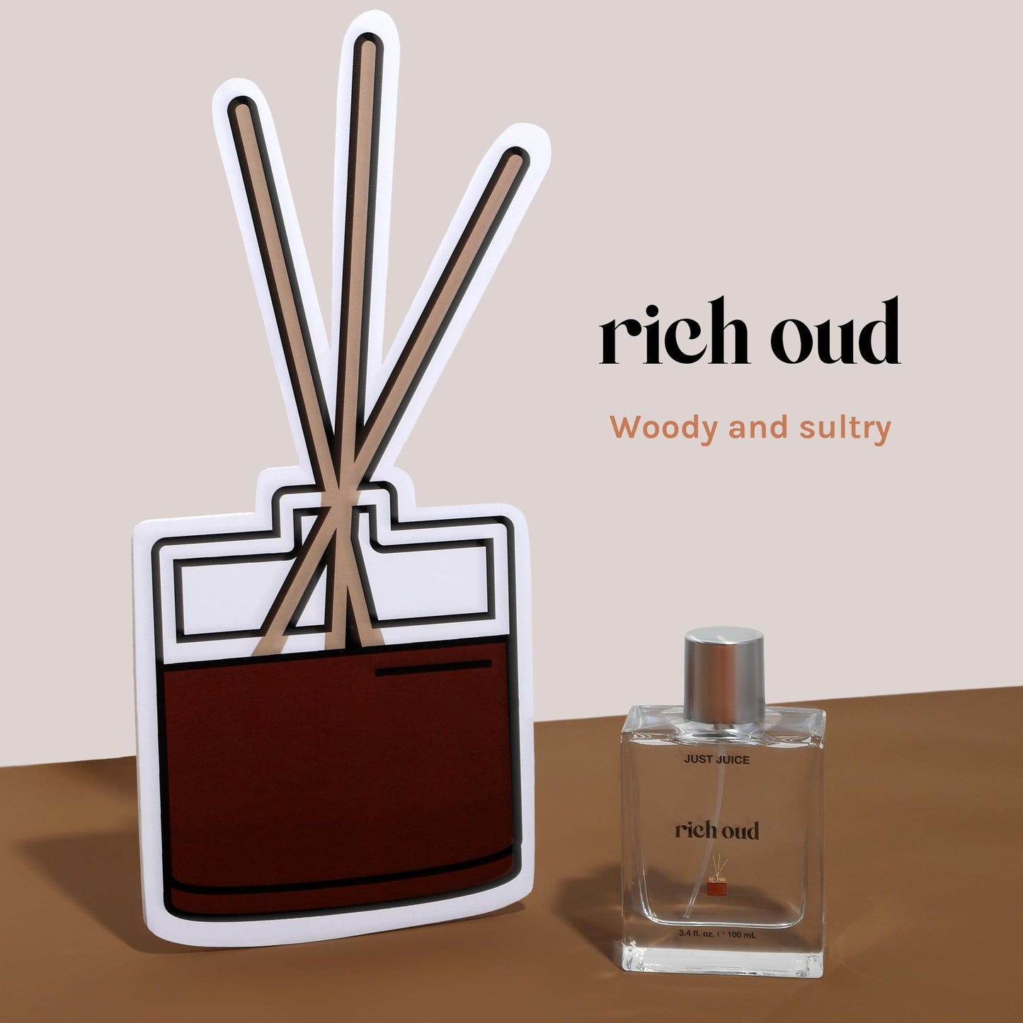 Just Juice Rich Oud - Oud Perfume for Women and Men - Bergamot, Saffron, and Amber Perfume - Rich and Woody Scent - 3.4 oz Beauty & Personal Care Just Juice