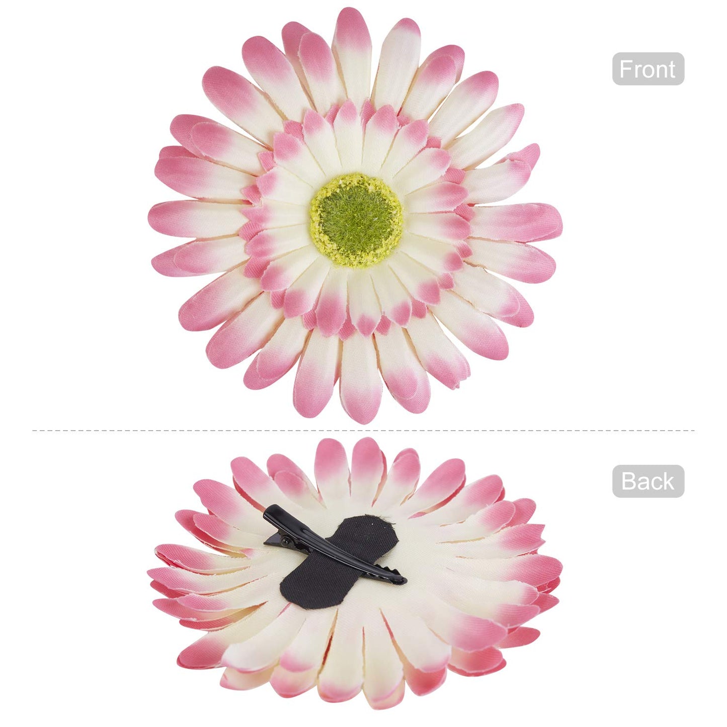 Lawie 18 Pack Fake Artificial Silk Gerbera Daisy Flower Sunflower Daisies Hair Clips Barrettes Clamp Clasps Bow With Alligator Brooch Pin Tropical