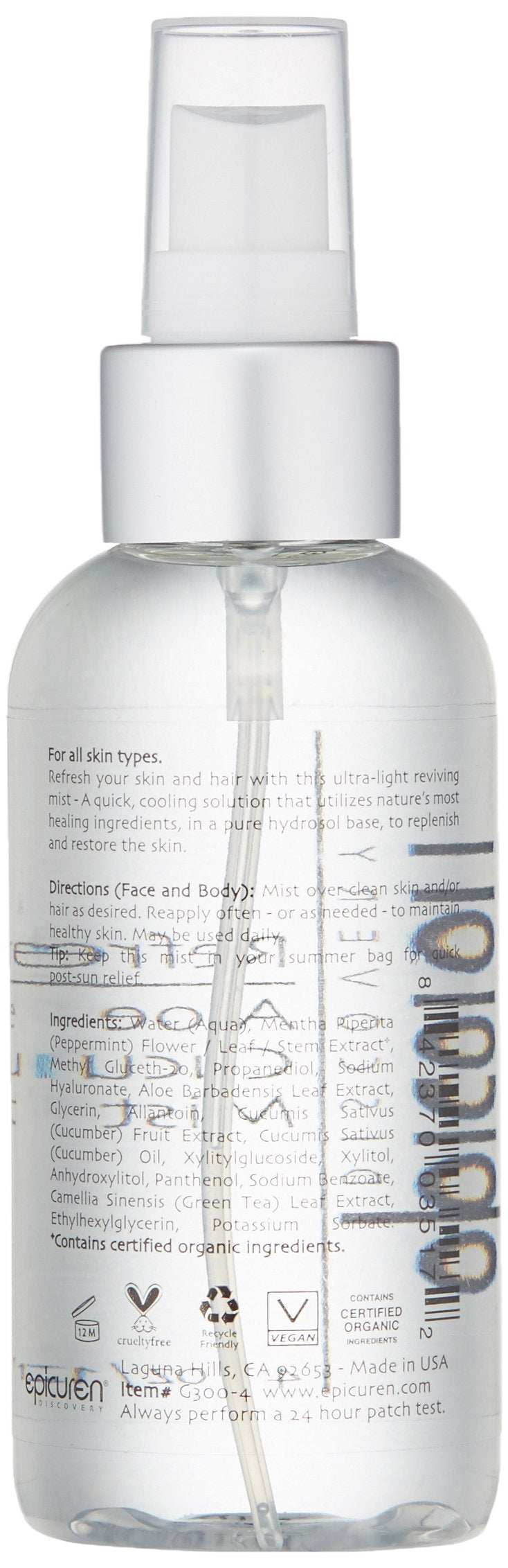 Epicuren Discovery Refresh Aloe Cucumber Mist, 4 oz.