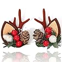 BARTOSI Christmas Reindeer Antlers Hair Clips Deer Antler Hair Clip Xmas Ears Hairpins Holiday Hair Accessories for Women and Girls (Pack of 2)
